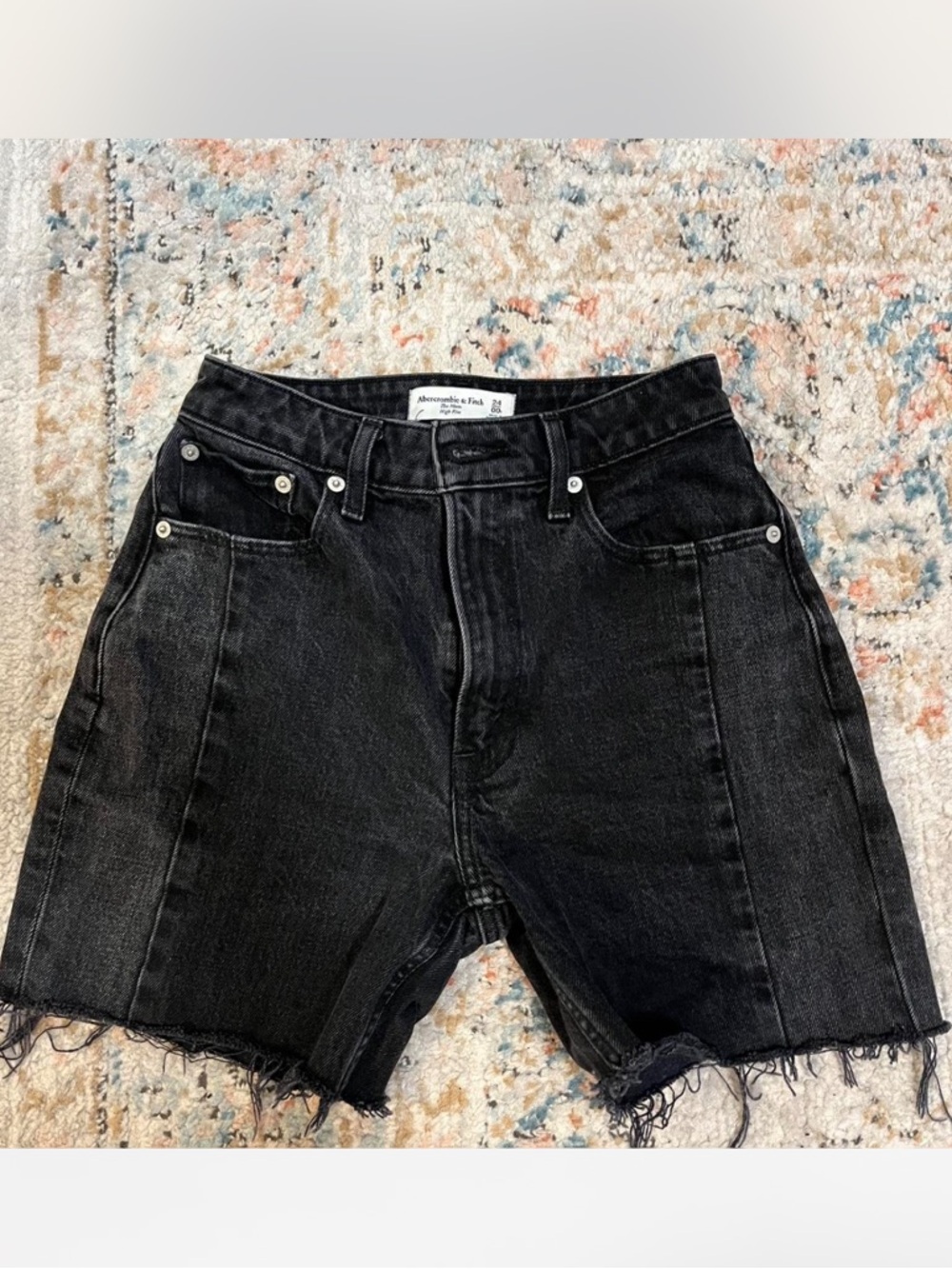 Abercrombie & Fitch Black High-Rise Denim Shorts